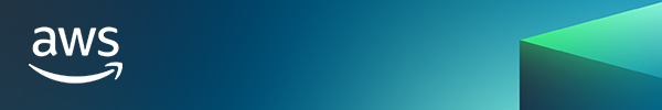 AWS banner with logo and geometric design element